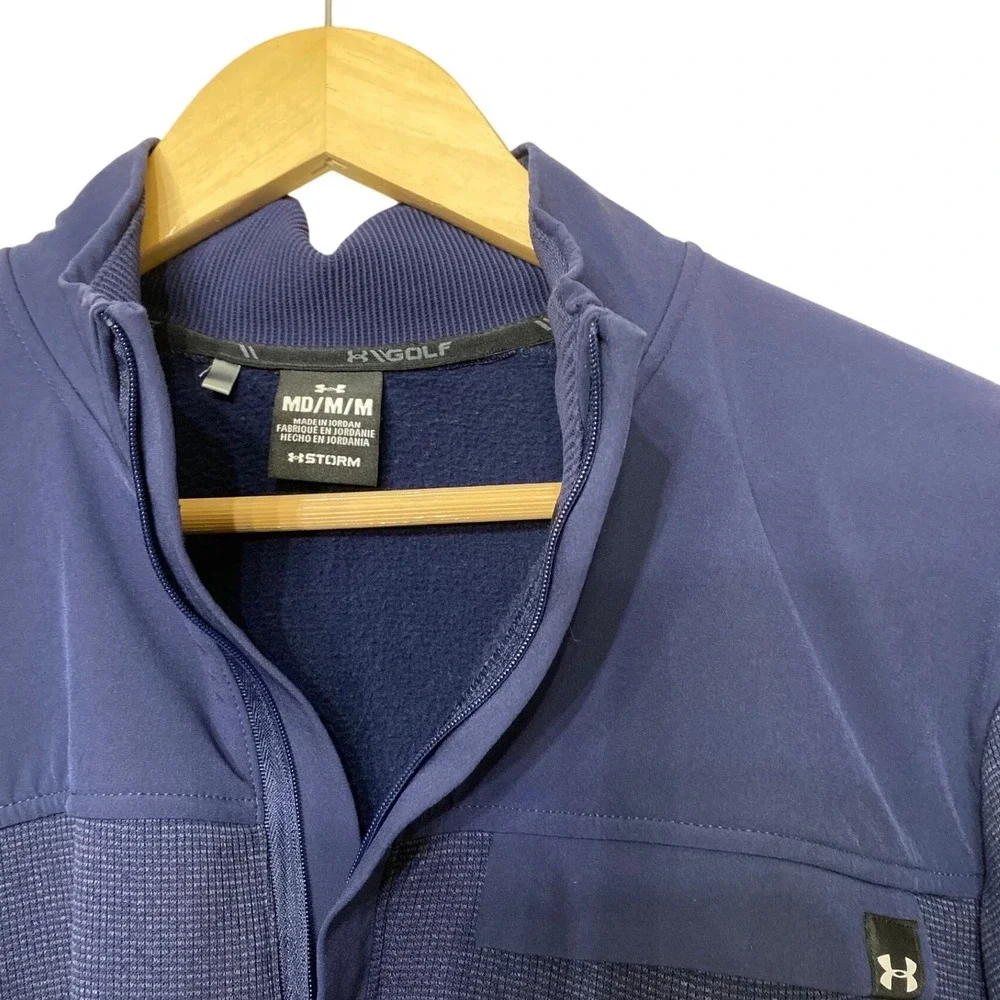 Under Armour UA Storm‎ Golf Quarter Zip Pullover Blue Mens Medium Hybrid Sweater